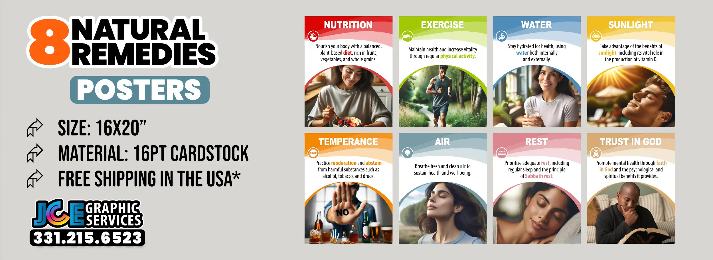 8 Natural Remedies Poster Set
